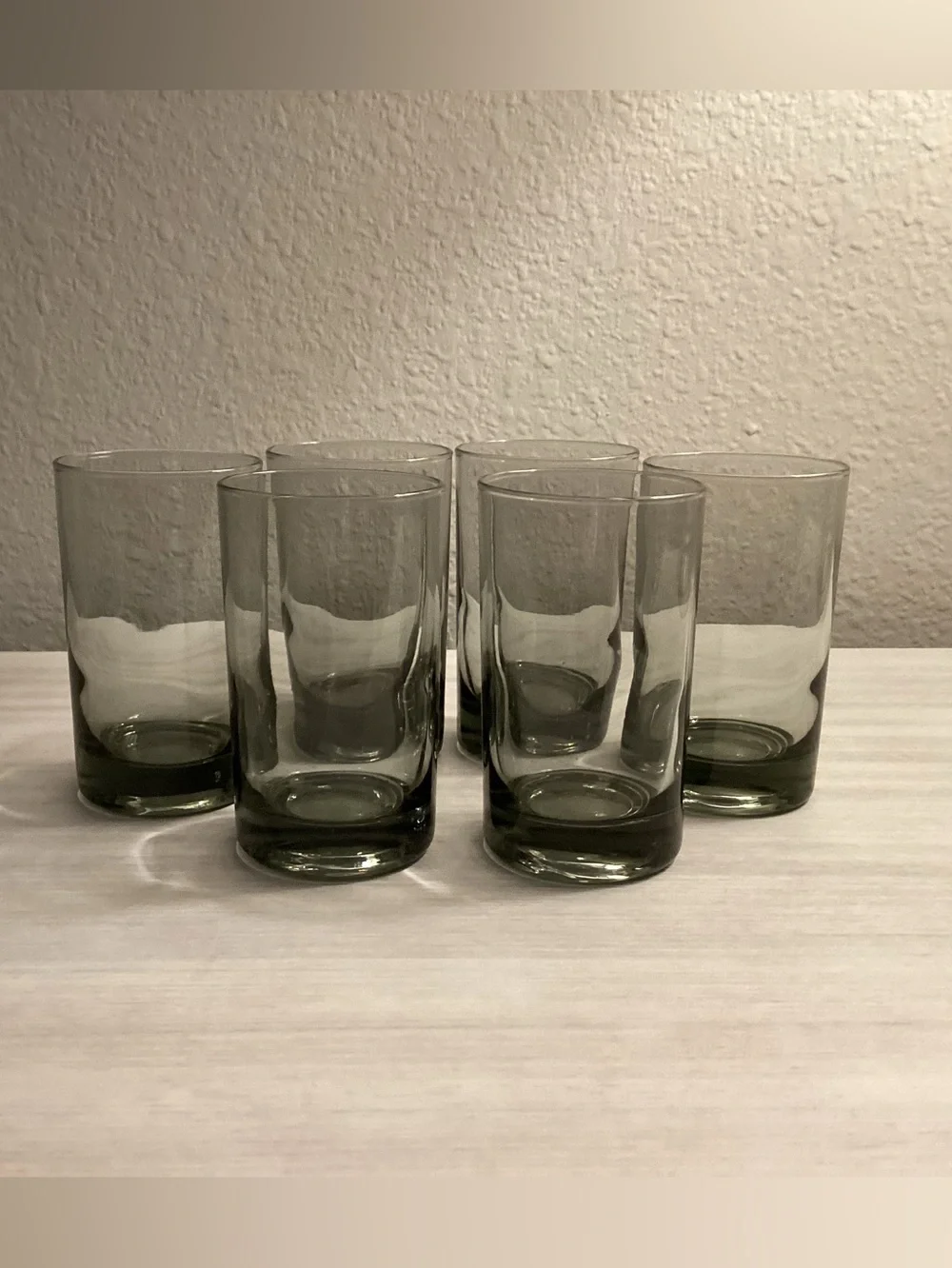 Vtg Libbey Gray Smoke Juice Glasses Set Of 6 - 1970s MCM Retro Barware - IEC